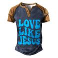 Love Like Jesus Religious God Christian Words Great Gift V2 Men's Henley Shirt Raglan Sleeve 3D Print T-shirt Blue Brown