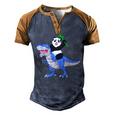 Panda Riding Dinosaur Men's Henley Shirt Raglan Sleeve 3D Print T-shirt Blue Brown