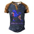 Patriotic Flag Poodle For American Poodle Lovers Men's Henley Raglan T-Shirt Blue Brown