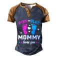 Pink Or Blue Mommy Loves You Gender Reveal Baby Gift Men's Henley Shirt Raglan Sleeve 3D Print T-shirt Blue Brown