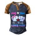 Pink Or Blue We Always Love You Funny Elephant Gender Reveal Gift Men's Henley Shirt Raglan Sleeve 3D Print T-shirt Blue Brown