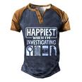 Private Detective Crime Investigator Investigating Cool Gift Men's Henley Shirt Raglan Sleeve 3D Print T-shirt Blue Brown