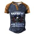 Proud Wife Of An Air Force Veteran Military Vet Spouse Gifts Premium Men's Henley Shirt Raglan Sleeve 3D Print T-shirt Blue Brown