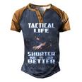 Shorter Is Better Men's Henley Shirt Raglan Sleeve 3D Print T-shirt Blue Brown