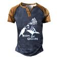 Son Of Odin Viking Odin&8217S Raven Norse Men's Henley Raglan T-Shirt Blue Brown
