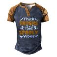 Thick Thights And Spooky Vibes Witch Broom Halloween Men's Henley Shirt Raglan Sleeve 3D Print T-shirt Blue Brown