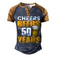 Cheers And Beers To 50 Years Old Birthday Funny Drinking Men's Henley Shirt Raglan Sleeve 3D Print T-shirt Brown Orange