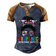 Gifts National Hispanic Heritage Month Latin Flags Messy Bun  V3 Men's Henley Shirt Raglan Sleeve 3D Print T-shirt Brown Orange