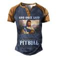 God And Pitbull Dog God Created The Pitbull Men's Henley Shirt Raglan Sleeve 3D Print T-shirt Brown Orange