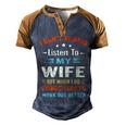 I Dont Always Listen To My Wife-Funny Wife Husband Love Men's Henley Shirt Raglan Sleeve 3D Print T-shirt Brown Orange