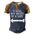 I Love My Witch Wife Halloween T - His And Hers Men's Henley Shirt Raglan Sleeve 3D Print T-shirt Brown Orange