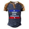 Nice Pray For Chicago Chicao Shooting Men's Henley Shirt Raglan Sleeve 3D Print T-shirt Brown Orange