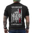 Firefighter Red Line Flag Fireman Wife Mom Volunteer Firefighter V2 Men's Crewneck Short Sleeve Back Print T-shirt