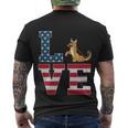 4Th Of July Patriotic Love German Shepherd Dog American Flag Gift Men's Crewneck Short Sleeve Back Print T-shirt