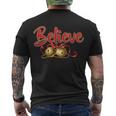 Believe In Christmas Jingle Bells Tshirt Men's Crewneck Short Sleeve Back Print T-shirt