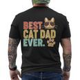 Best Cat Dad Ever Vintage Colors Tshirt Men's Crewneck Short Sleeve Back Print T-shirt