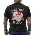 Christmas In July Retro Hipster Funny Santa 4Th Of July Men's Crewneck Short Sleeve Back Print T-shirt