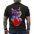 Colorful Cat Full Of Love Kitten Lovers Men's Crewneck Short Sleeve Back Print T-shirt