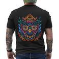 Colorful Floral Mandala Owl Men's Crewneck Short Sleeve Back Print T-shirt