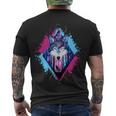 Colorful Wolf Painting Wolves Lover Men's Crewneck Short Sleeve Back Print T-shirt