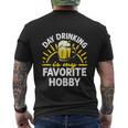 Day Drinking Is My Favorite Hobby Alcohol Beer Saying Men's Crewneck Short Sleeve Back Print T-shirt