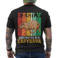 Easily Distracted By Capybara Animal Lover Rodent Gift Men's Crewneck Short Sleeve Back Print T-shirt