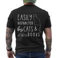 Easily Distracted Cats And Books Funny Gift For Cat Lovers Gift Men's Crewneck Short Sleeve Back Print T-shirt