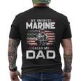 Fathers Day Flag My Favorite Marine Calls Me Dad Tshirt Men's Crewneck Short Sleeve Back Print T-shirt