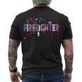 Firefighter Retro American Flag Firefighter Jobs 4Th Of July Fathers Day V3 Men's T-shirt Back Print