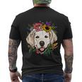 Floral Golden Retriever Dog Spring Nature Dog Lovers Gift Men's Crewneck Short Sleeve Back Print T-shirt