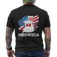 Funny 4Th Of July Great American Flag Cute Cat Men's Crewneck Short Sleeve Back Print T-shirt