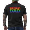 Funny Proud Dad Lgbt Gift Gay Pride Month Rainbow Flag Men's Crewneck Short Sleeve Back Print T-shirt