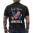 God Bless America Leopard Christian 4Th Of July Men's Crewneck Short Sleeve Back Print T-shirt