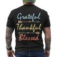 Grateful Thankful Blessed Colorful Thanksgiving Tshirt Men's Crewneck Short Sleeve Back Print T-shirt