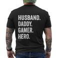 Husband Dad Father Gamer Funny Gaming Men's Crewneck Short Sleeve Back Print T-shirt