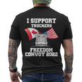 I Support Truckers Freedom Convoy 2022 Usa Canada Flags Men's Crewneck Short Sleeve Back Print T-shirt