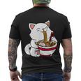Kawaii Cat Eating Ramen Noodles Japanese Food Anime Men's T-shirt Back Print