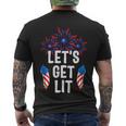 Lets Get Lit 4Th Of July With Fireworks Gift Men's Crewneck Short Sleeve Back Print T-shirt