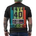 Level 40 Unlocked Funny Retro Gamer Birthday Men's Crewneck Short Sleeve Back Print T-shirt