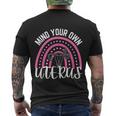 Mind Your Own Uterus Rainbow 1973 Pro Roe Men's Crewneck Short Sleeve Back Print T-shirt