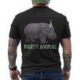 Party Animal Hippo Birthday Hippo Birthday Men's Crewneck Short Sleeve Back Print T-shirt