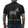 Party Animal Zebra Birthday Zebra Animal Birthday Men's Crewneck Short Sleeve Back Print T-shirt