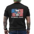 Pitbull Dad American Flag For 4Th Of July Men's Crewneck Short Sleeve Back Print T-shirt