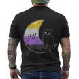 Pride Month Nonbinary Moon Space Cat Lgbt Men's Crewneck Short Sleeve Back Print T-shirt