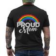 Proud Mom Lesbian Lgbt Gay Lgbtq Rainbow Flag Gift Men's Crewneck Short Sleeve Back Print T-shirt
