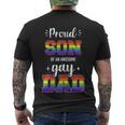 Proud Son Of Awesome Gay Dad Rainbow Pride Month Family Great Gift Men's Crewneck Short Sleeve Back Print T-shirt