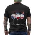 Red White And Blue Wine Glass 4Th Of July Men's Crewneck Short Sleeve Back Print T-shirt