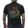 Reel Cool Poppy Fishing Grandpa Gift Fathers Day Fisherman Men's Crewneck Short Sleeve Back Print T-shirt