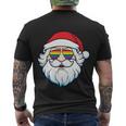 Santa Claus Christmas Sunglasses Lgbt Gay Pride Lesbian Bisexual Ally Quote Men's Crewneck Short Sleeve Back Print T-shirt