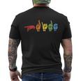 Sign Language Funny Rainbow Flag Gay Lgbt Deaf Asl Mute Gift Great Gift Men's Crewneck Short Sleeve Back Print T-shirt